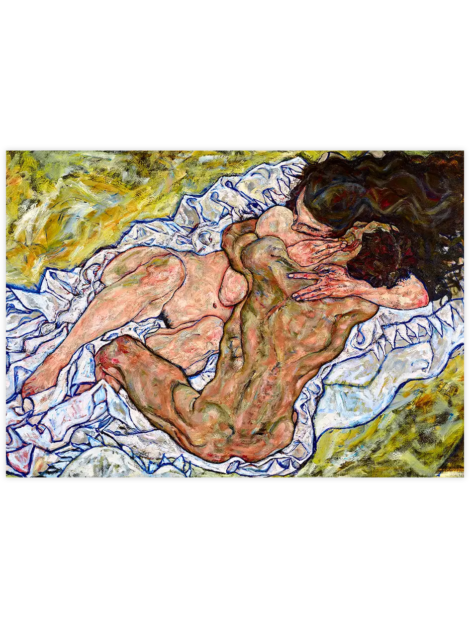 Egon Schiele The Embrace (Lovers II) - Art Print Ünlü Ressamlar Poster