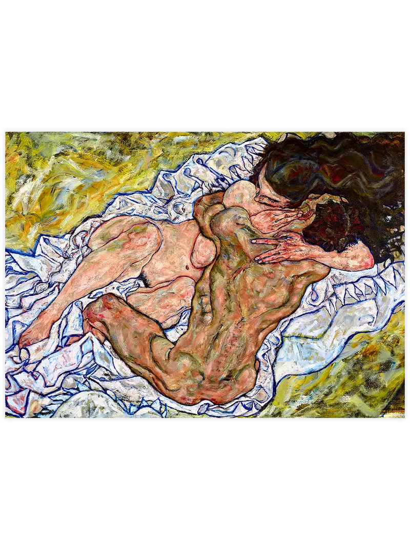 Egon Schiele The Embrace (Lovers II) - Art Print Ünlü Ressamlar Poster