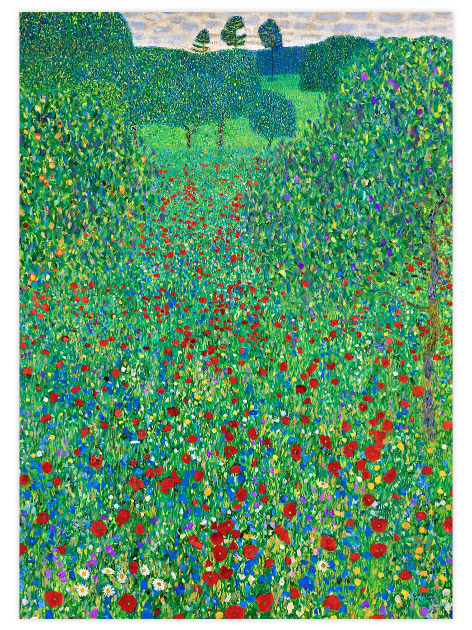 Gustav Klimt Poppy Field - Art Print