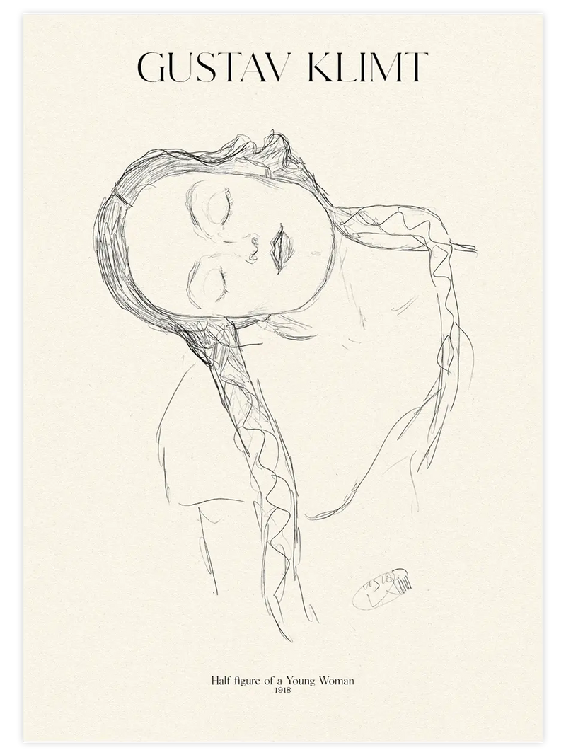 Klimt Half Figure of a Woman - Art Print Ünlü Ressamlar Poster