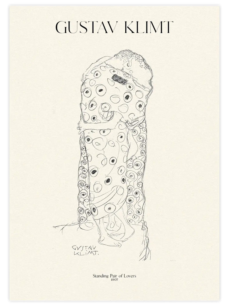 Klimt Standing Pair of Lovers - Art Print Ünlü Ressamlar Poster
