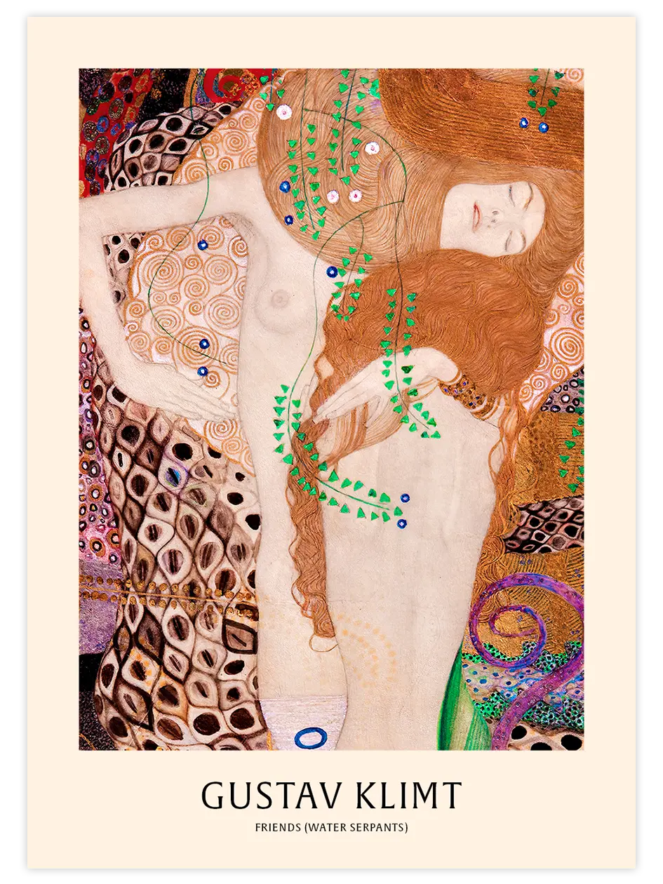 Klimt Arkadaşlar (Su Yılanları) - Art Print Ünlü Ressamlar Poster