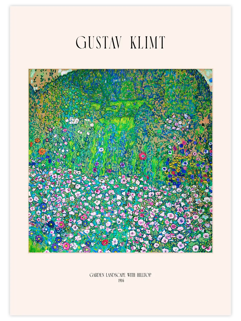 Klimt Garden Landscape with Hilltop - Art Print