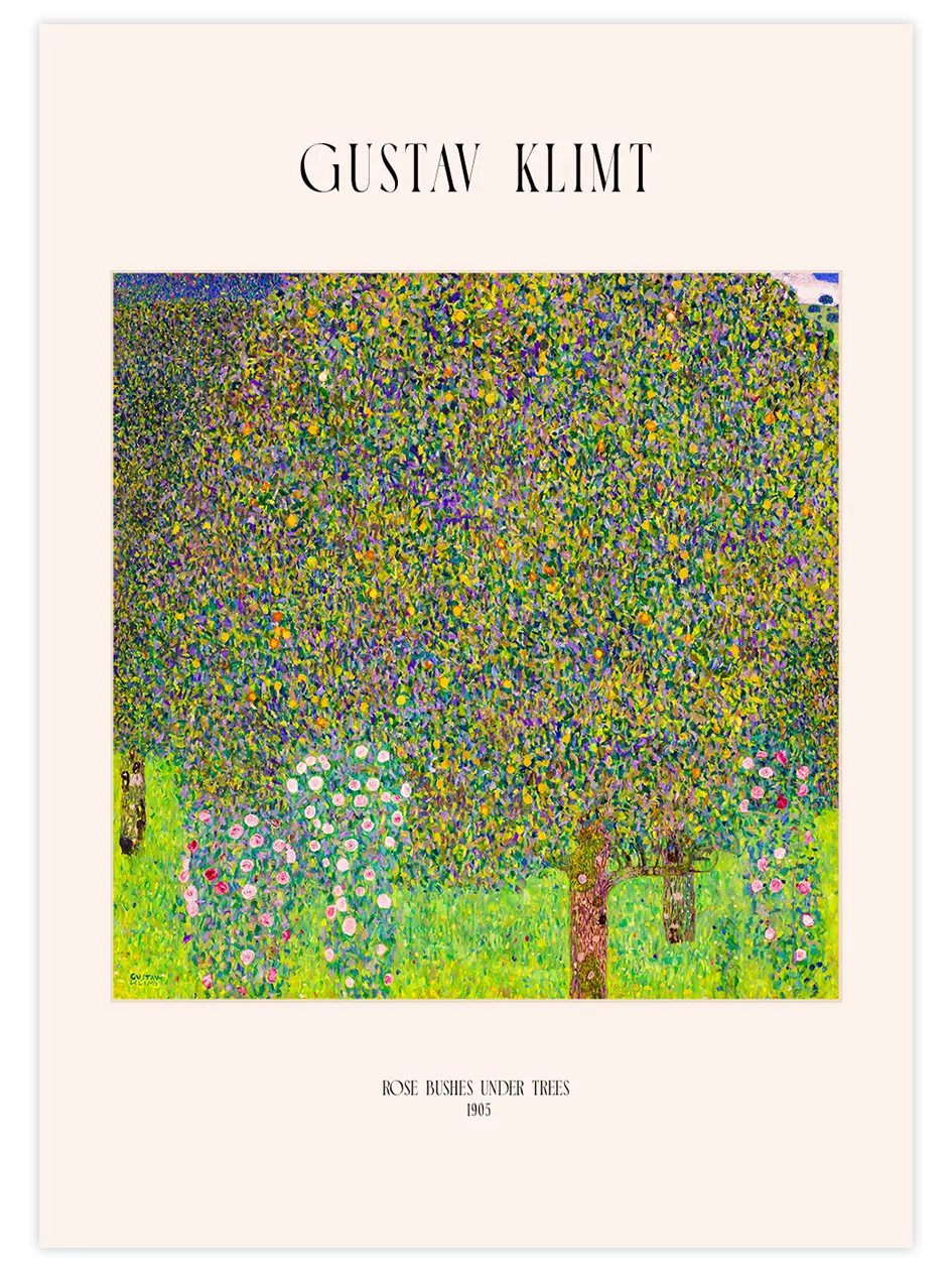 Gustav Klimt Rose Bushes Under Trees - Art Print