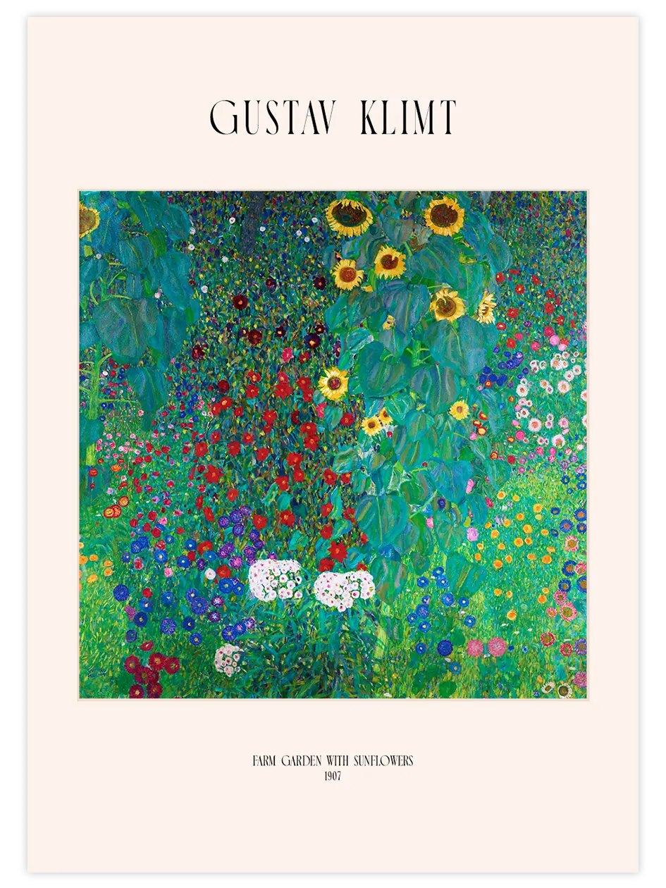 Klimt Farm Garden with Sunflowers - Art Print Ünlü Ressamlar Poster