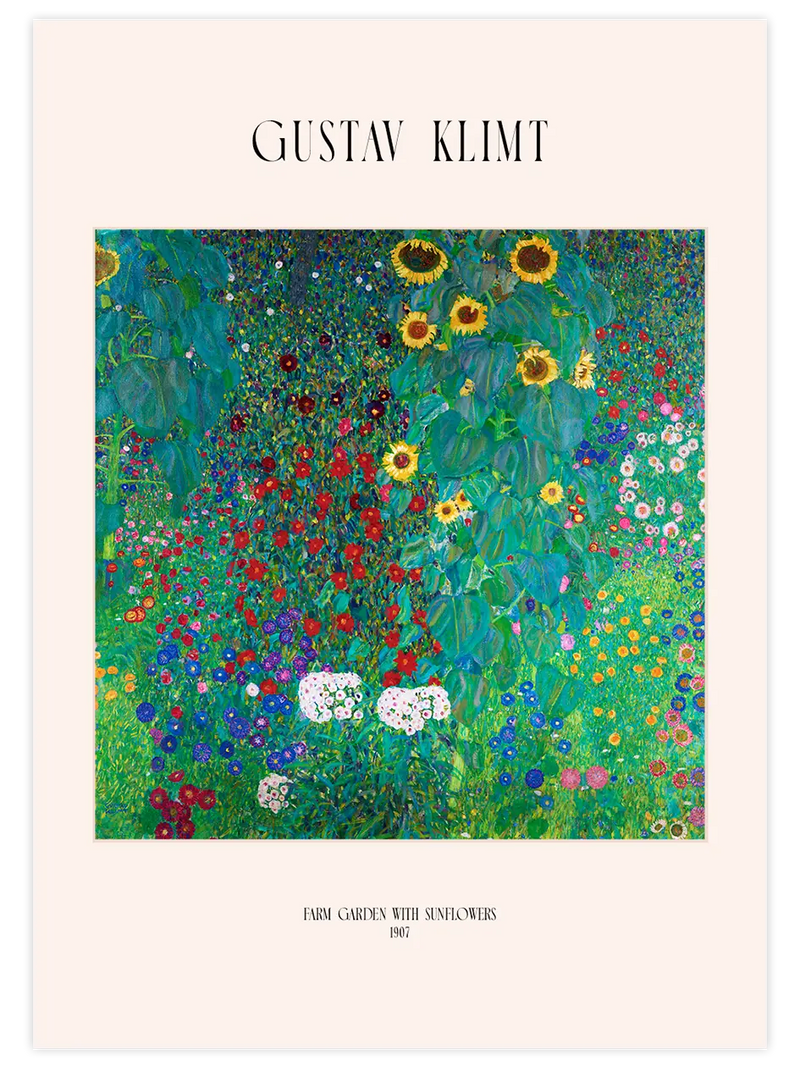 Klimt Farm Garden with Sunflowers - Art Print Ünlü Ressamlar Poster
