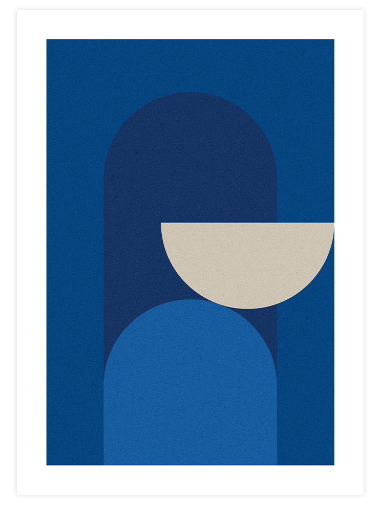 Geometrik Form Mavi N3 - Art Print Sanatsal Poster