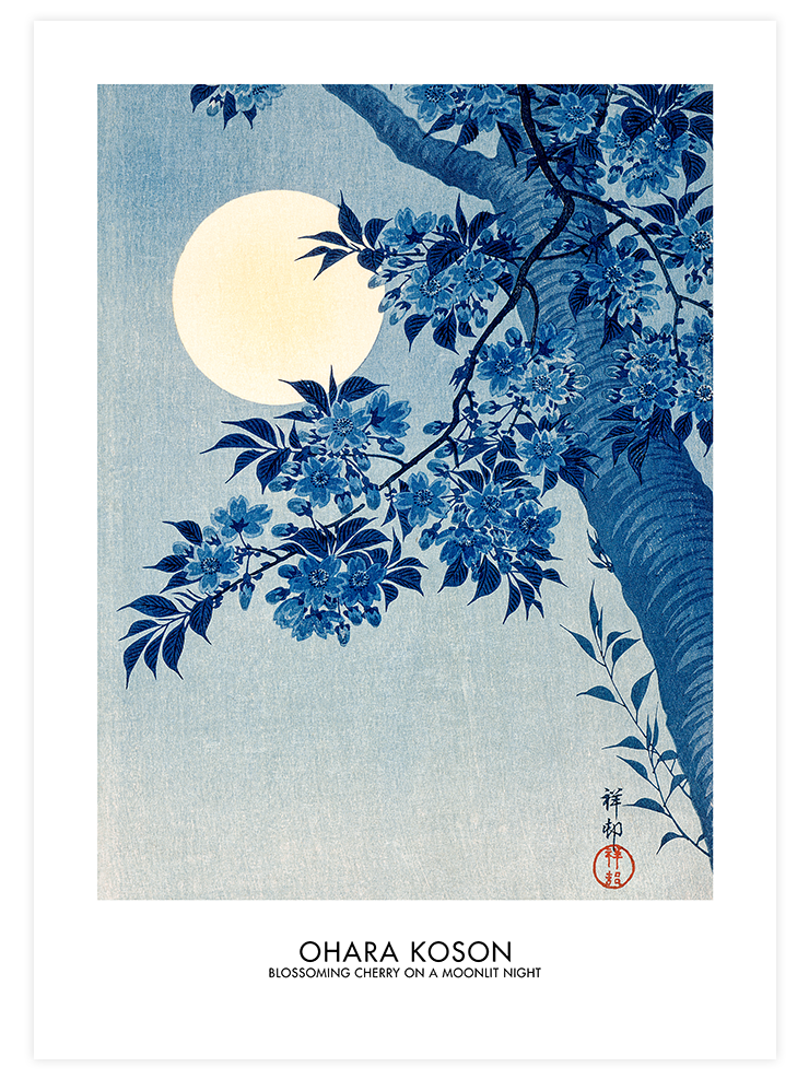 Ohara Koson Peacock & Moonlit - Poster Seti Duo