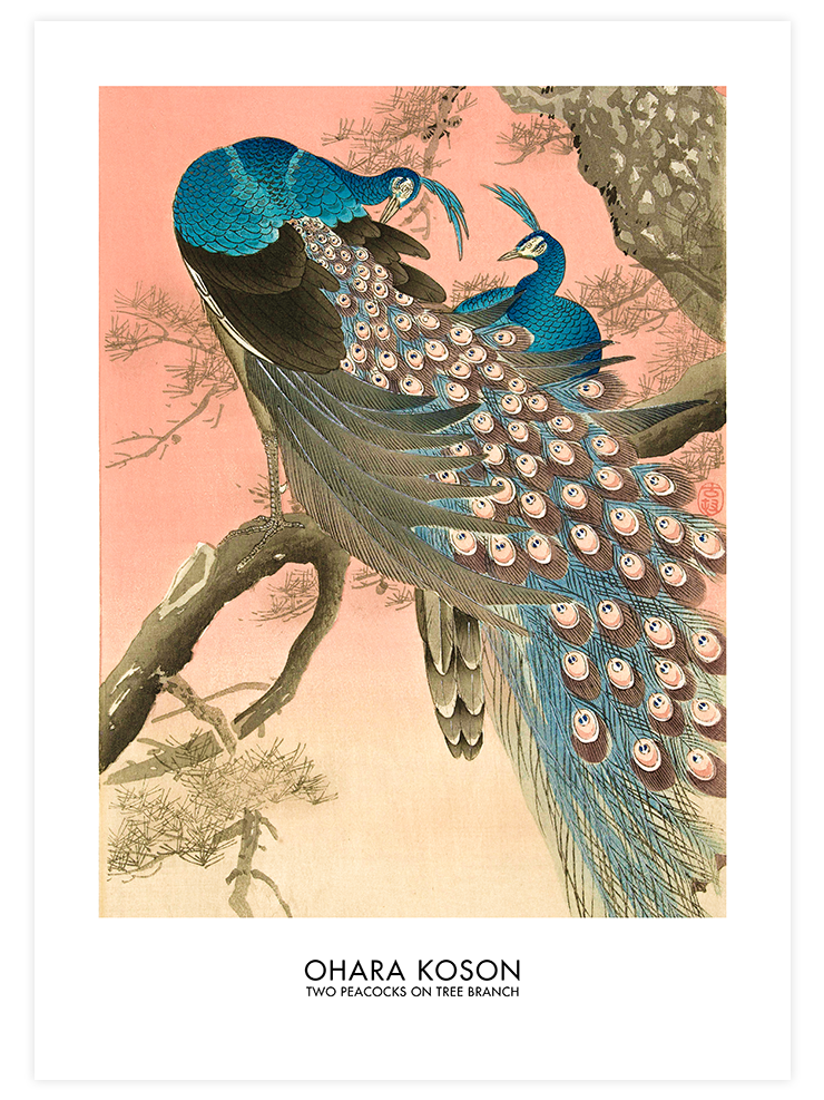 Ohara Koson Peacocks & Moon Light - Poster Seti Duo