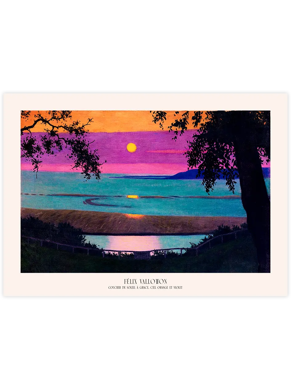 Félix Vallotton Coucher de Soleil à Grace, Ciel Orange et Violet - Art Print Ünlü Ressamlar Poster