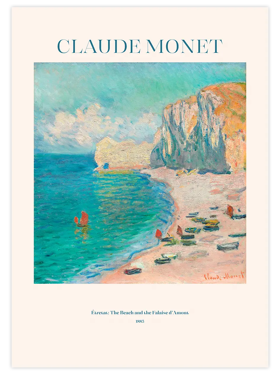 Claude Monet Étretat, the Beach and the Falaise d'Amont - Art Print Ünlü Ressamlar Poster