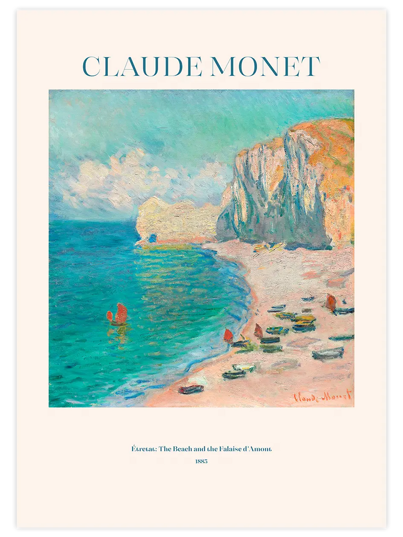 Claude Monet Étretat, the Beach and the Falaise d'Amont - Art Print Ünlü Ressamlar Poster