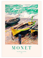 Monet Three Fishing Boats - Art Print