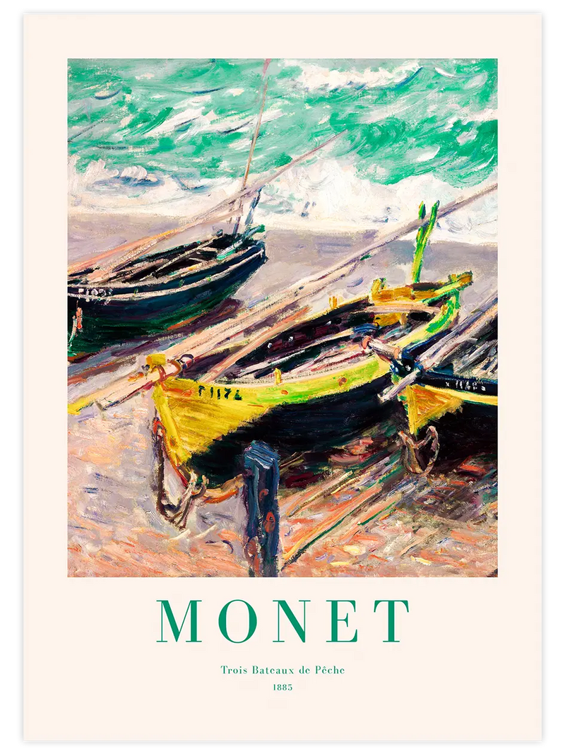 Monet Three Fishing Boats - Art Print Ünlü Ressamlar Poster