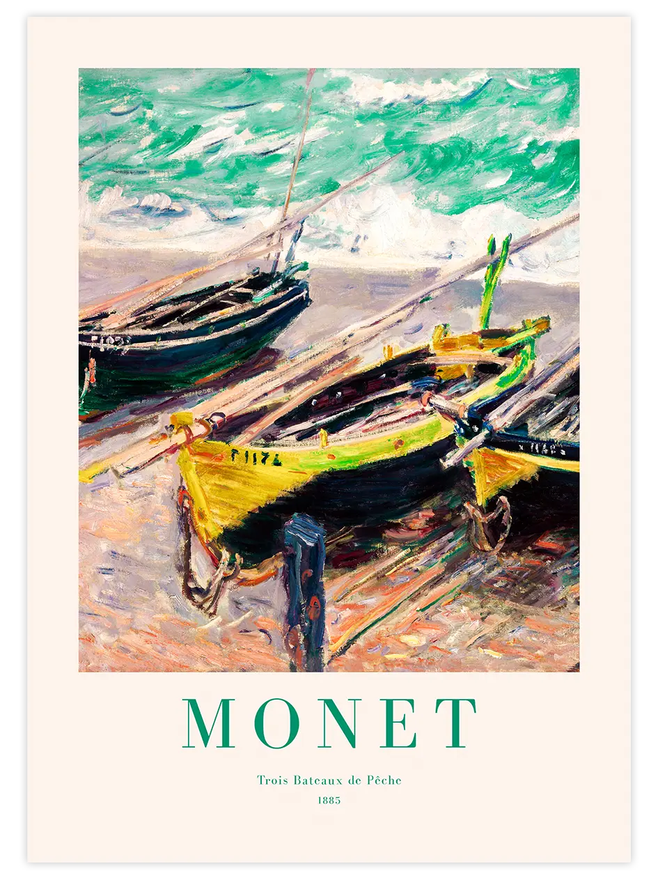 Monet Three Fishing Boats - Art Print Ürün ana görseli