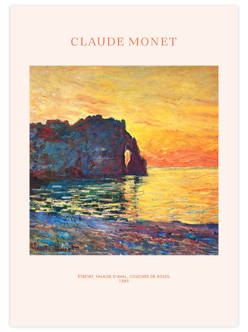 Monet Etretat, Cliff of Aval, Sunset - Art Print Ünlü Ressamlar Poster