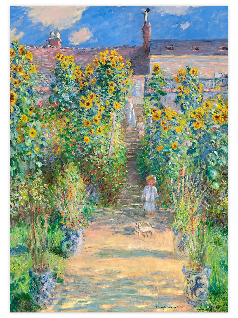 Monet The Artist's Garden at Vétheuil - Art Print Ünlü Ressamlar Poster