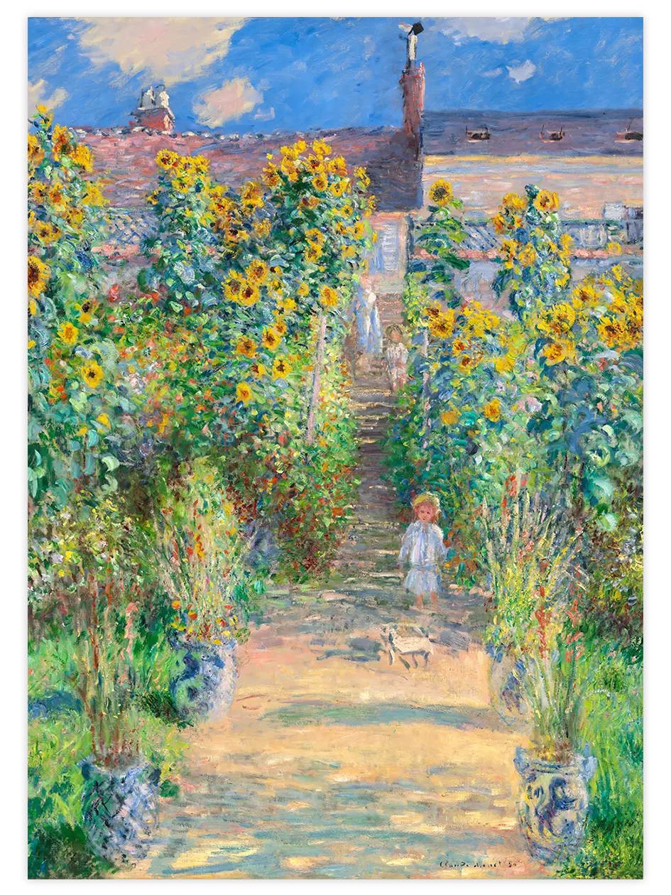 Monet The Artist's Garden at Vétheuil - Art Print Ürün ana görseli