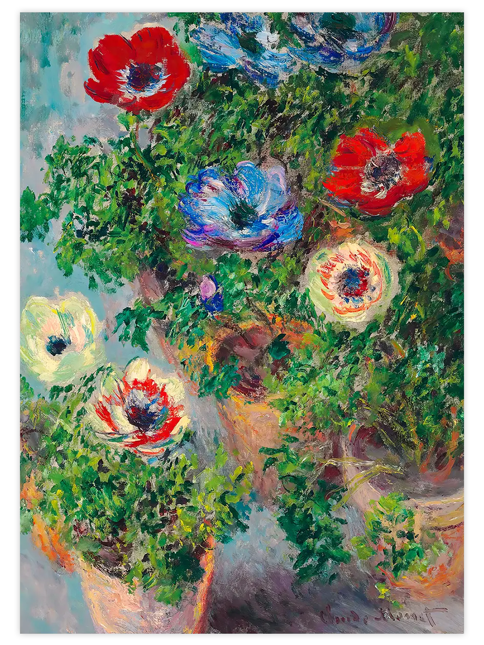 Monet Still Life with Anemones - Art Print Ürün ana görseli