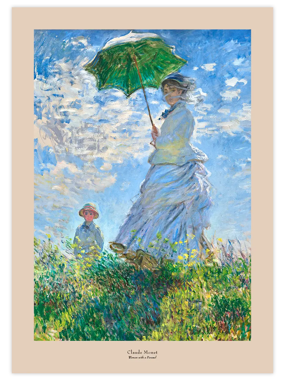 Monet Şemsiyeli Kadın - Art Print Ünlü Ressamlar Poster