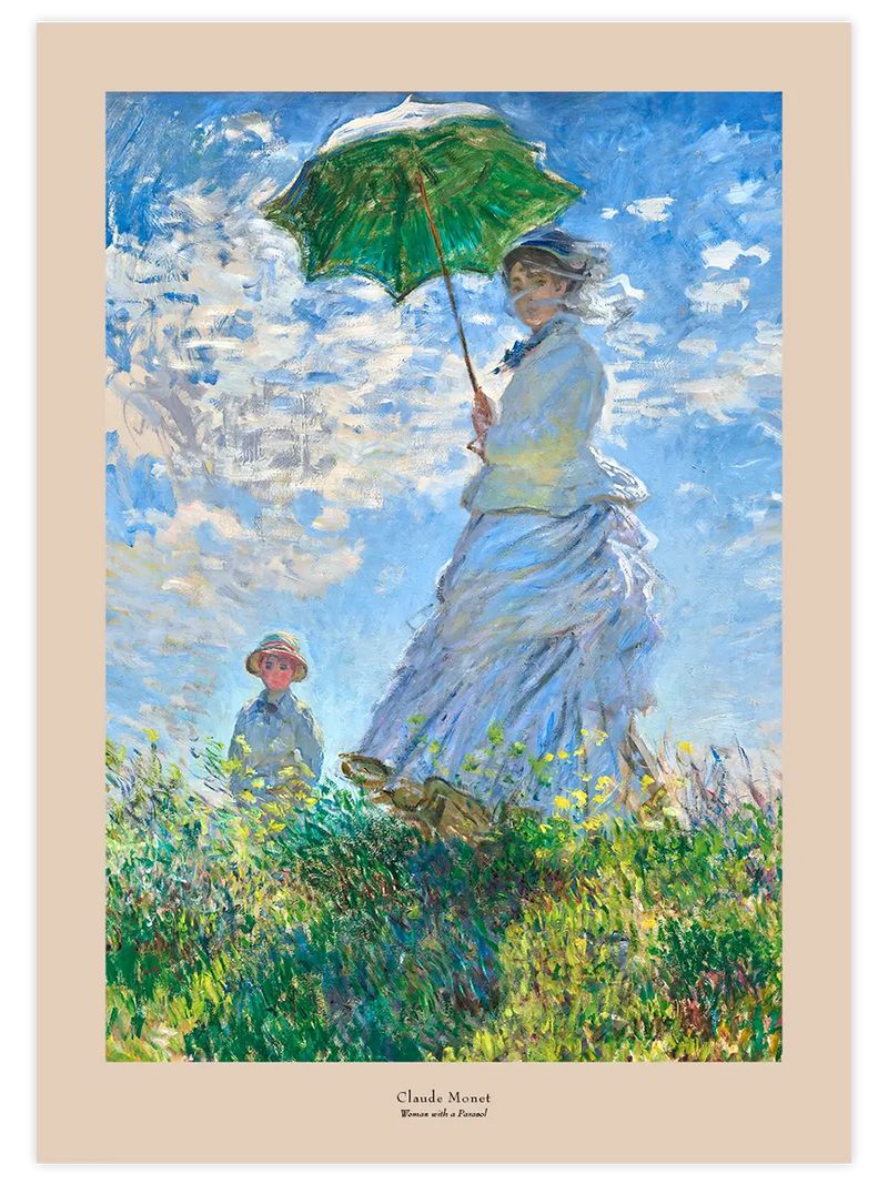Monet Şemsiyeli Kadın - Art Print Ünlü Ressamlar Poster