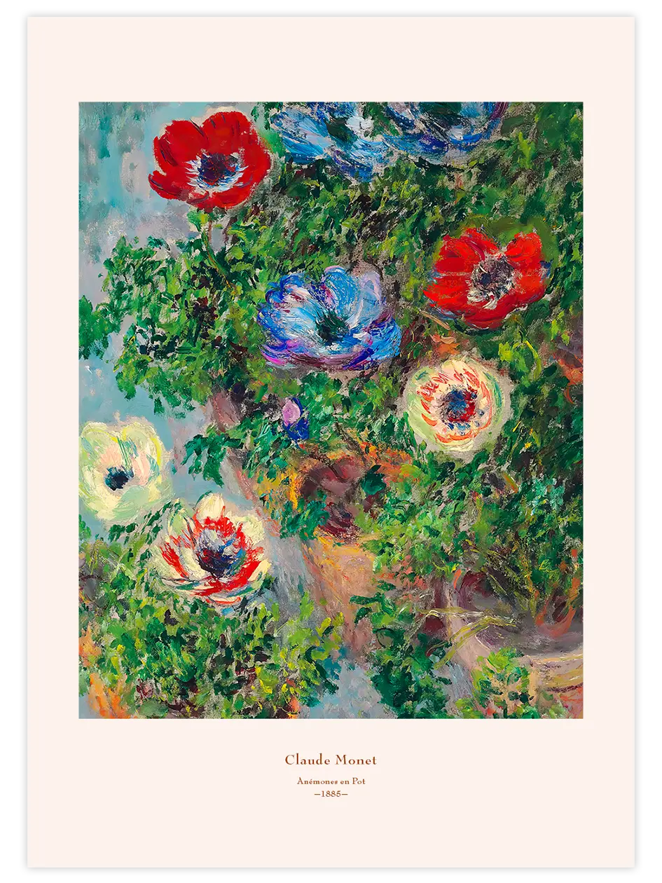 Monet Anemones in a Pot - Art Print