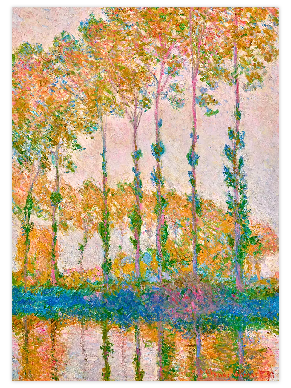Monet Poplars on the Banks of the Epte, Autumn - Art Print Ürün ana görseli
