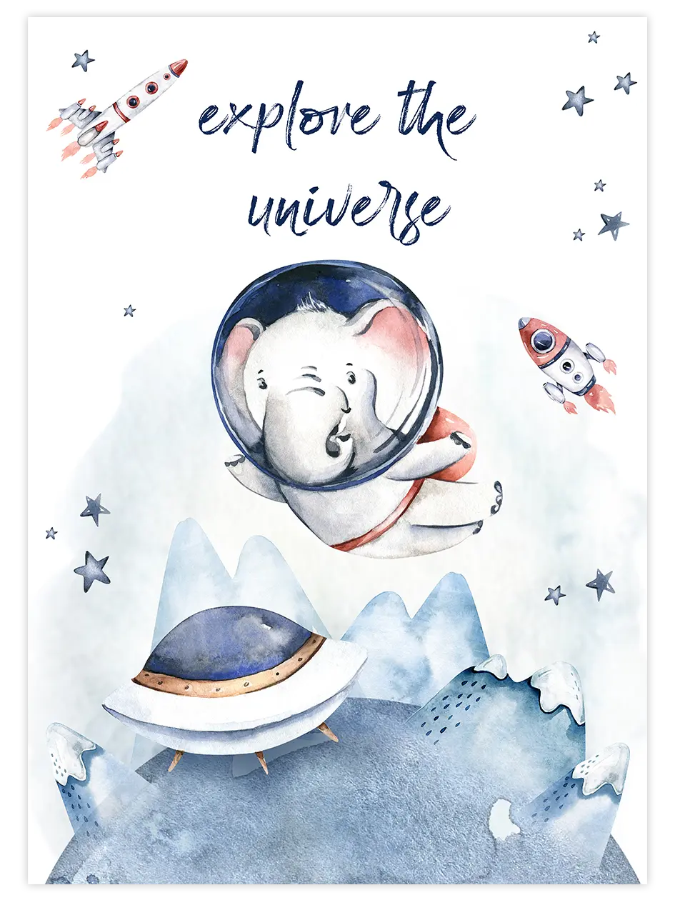 Astronot Fil - Art Print Çocuk Odası Poster