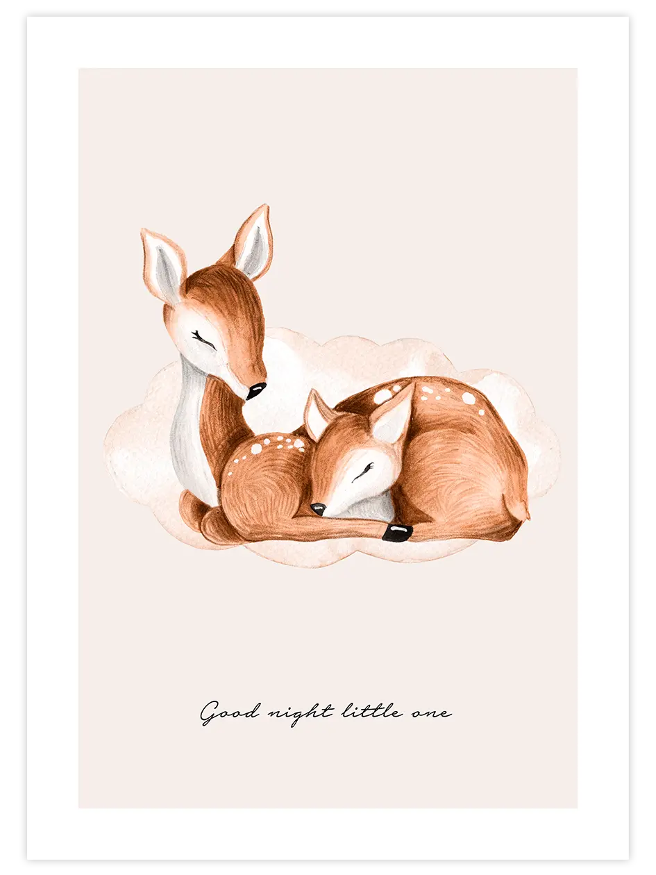 Good Night Bambi - Art Print Çocuk Odası Poster
