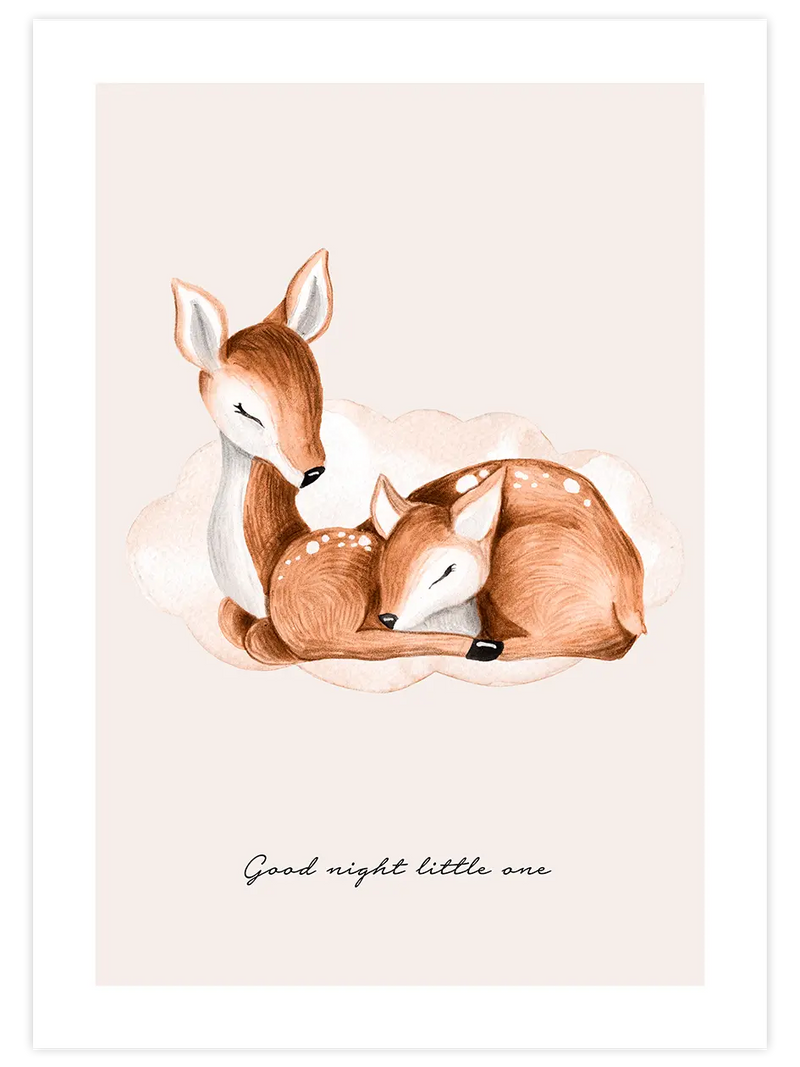 Good Night Bambi - Art Print Çocuk Odası Poster