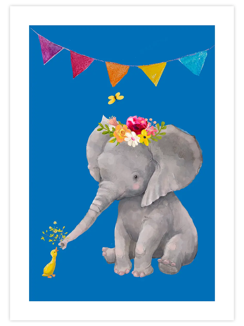 Fil Ve Ördek - Art Print Ürün ana görseli