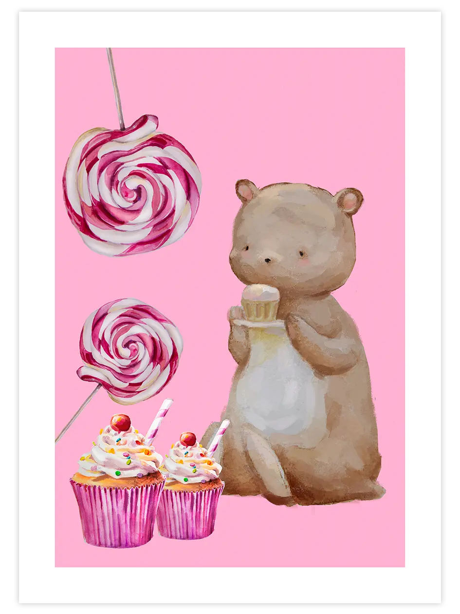 Cupcake & Lollipop - Art Print Ürün ana görseli