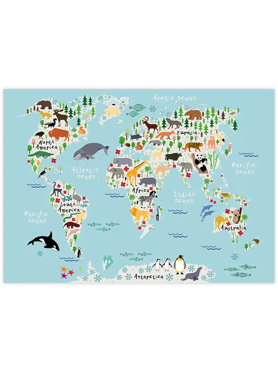 Renkli Dünya Haritası - Art Print