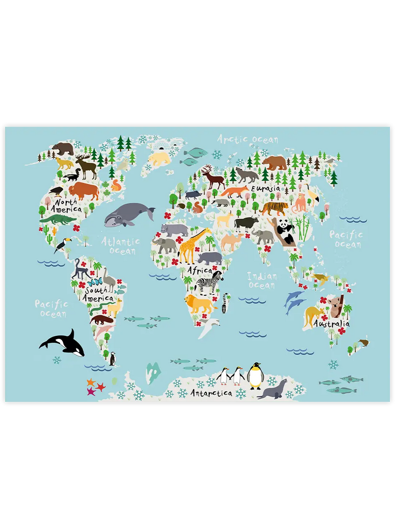 Renkli Dünya Haritası - Art Print Çocuk Odası Poster