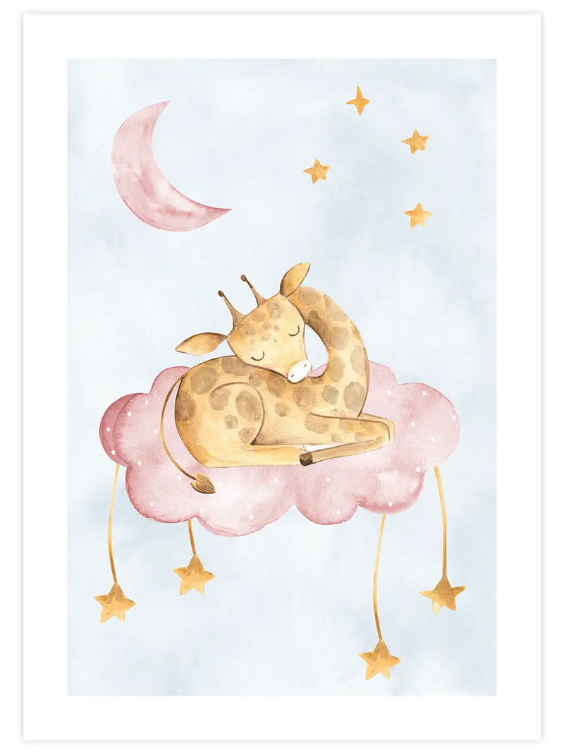 Uyuyan Zürafa - Art Print Çocuk Odası Poster