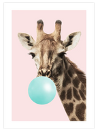 Sakız Şişiren Zürafa - Art Print