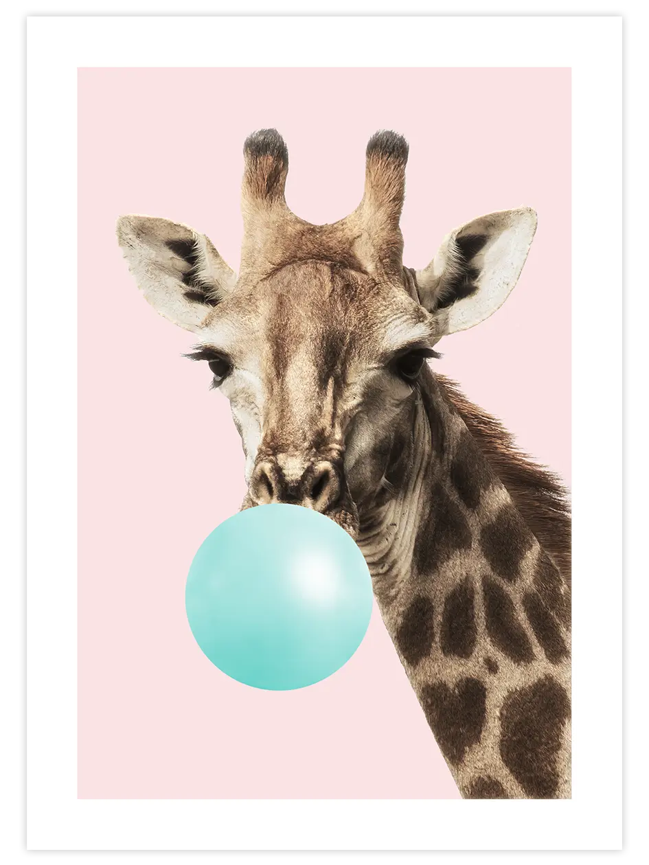 Sakız Şişiren Zürafa - Art Print