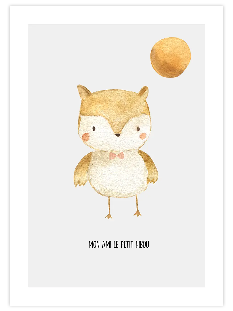 Mon Ami Hibou - Art Print Çocuk Odası Poster