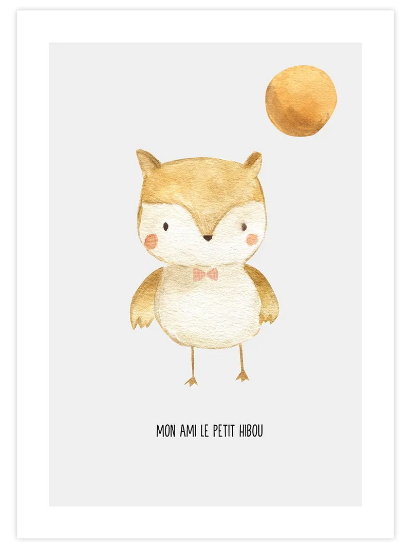 Mon Ami Hibou - Art Print Çocuk Odası Poster