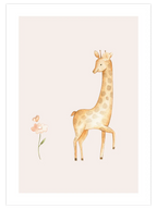Zürafa Ve Çiçek - Art Print