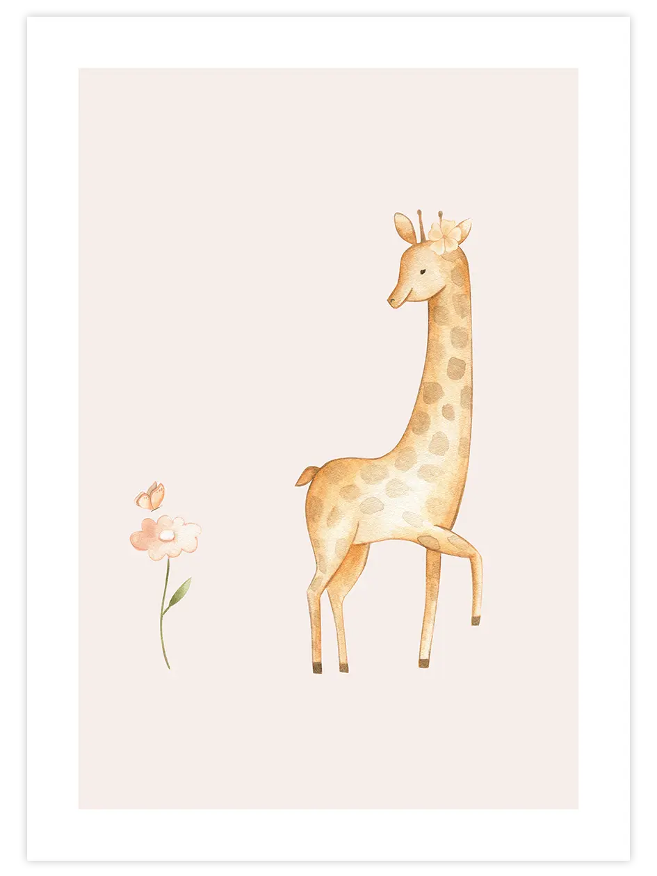Zürafa Ve Çiçek - Art Print Ürün ana görseli