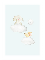 Bulut Üstünde Fil ve Fare - Art Print