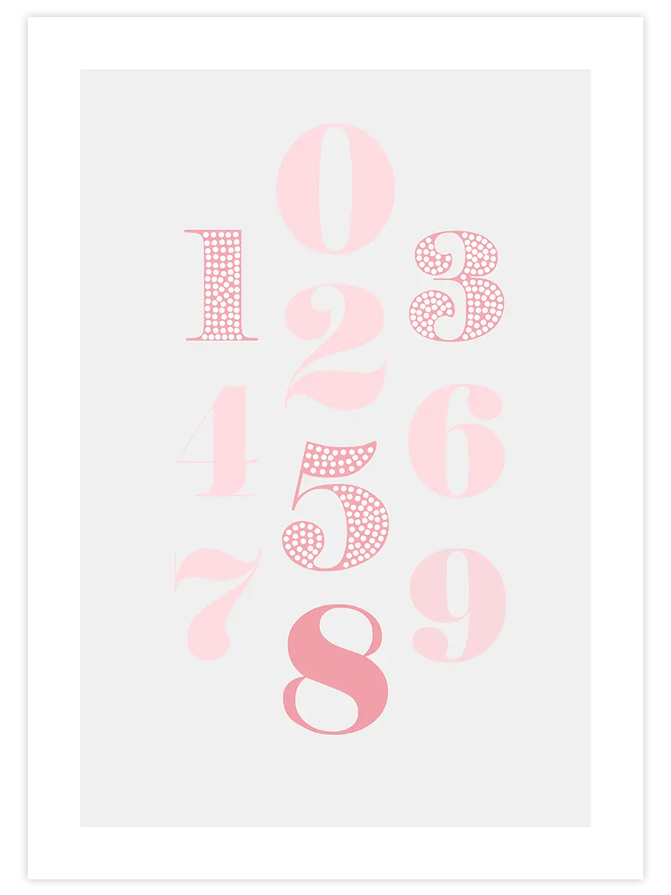 Pembe Sayılar - Art Print Çocuk Odası Poster