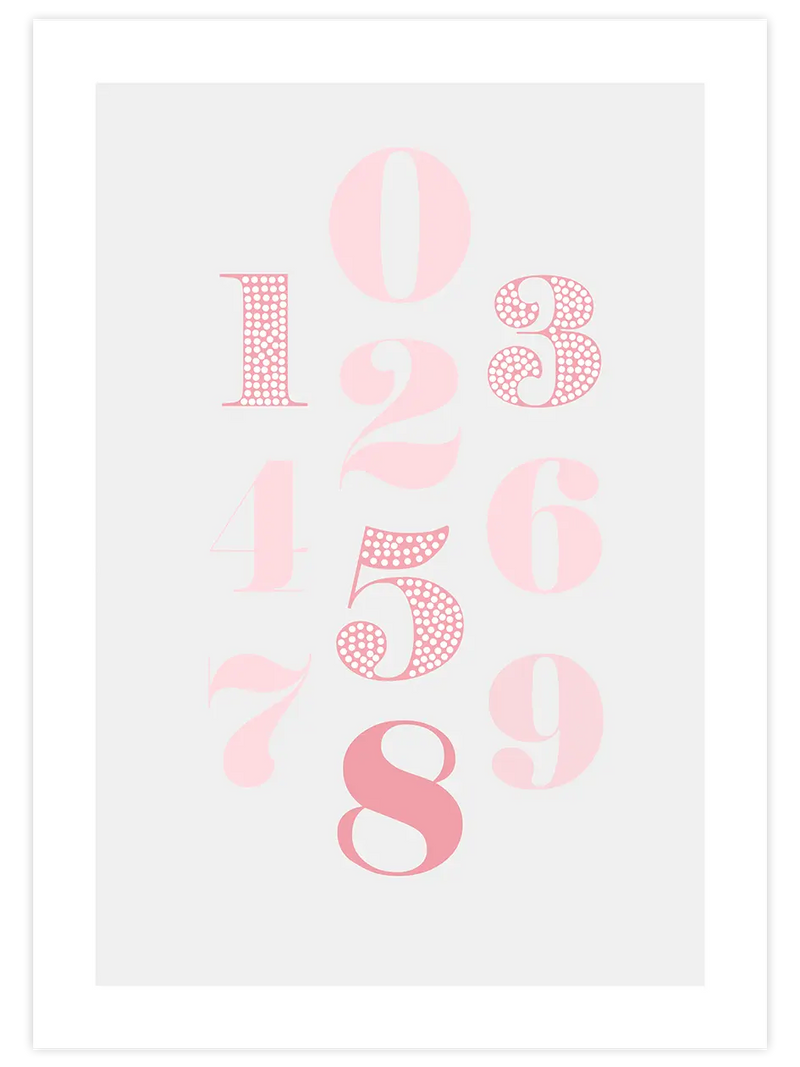 Pembe Sayılar - Art Print Çocuk Odası Poster