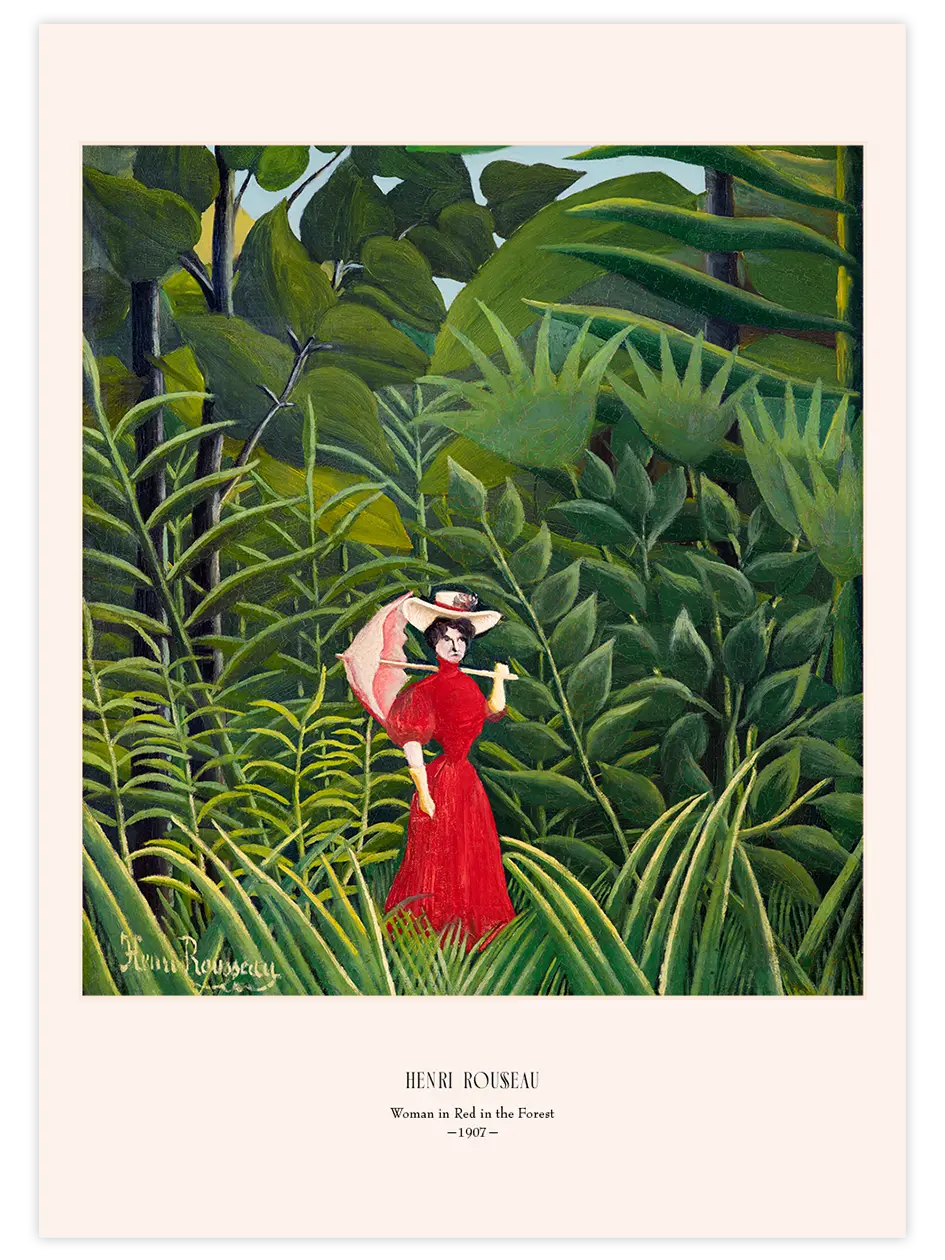 Henri Rousseau Woman in Red in the Forest - Art Print Ünlü Ressamlar Poster