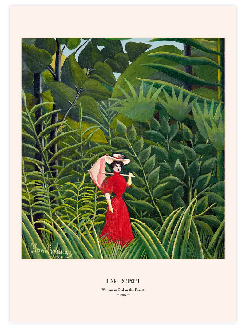 Henri Rousseau Woman in Red in the Forest - Art Print Ünlü Ressamlar Poster