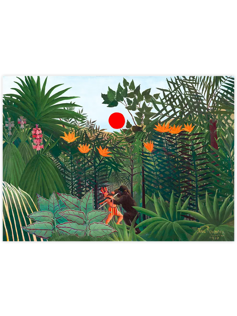 Henri Rousseau Gorille Mücadele Eden Kızılderili - Art Print Ünlü Ressamlar Poster