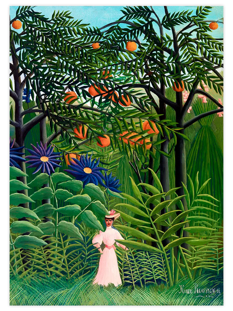 Henri Rousseau Woman Walking in an Exotic Forest - Art Print Ünlü Ressamlar Poster