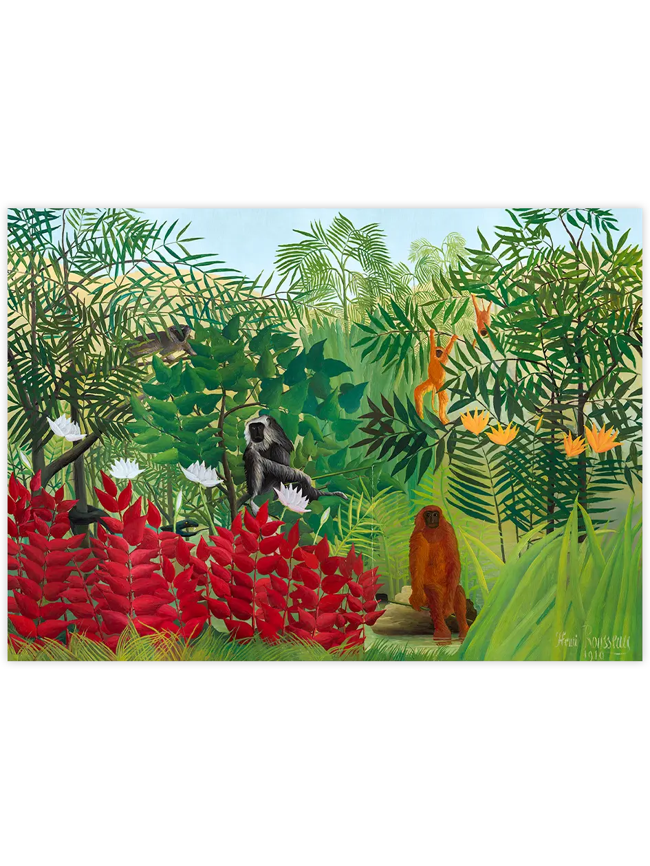 Henri Rousseau Maymunlarla Tropik Orman - Art Print Ünlü Ressamlar Poster