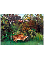 Henri Rousseau Aç Aslan Antilopun Üzerine Atlıyor - Art Print